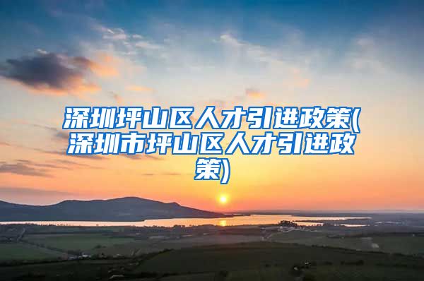 深圳坪山区人才引进政策(深圳市坪山区人才引进政策)