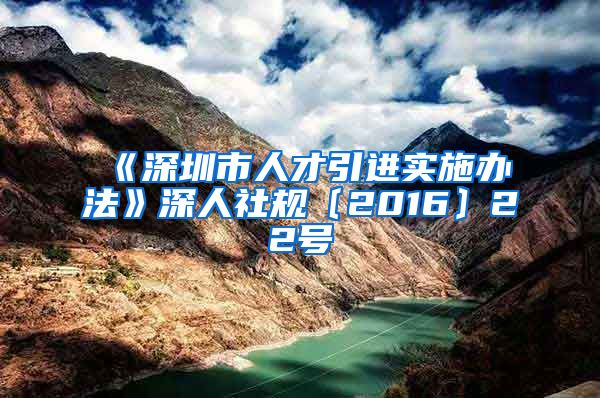 《深圳市人才引进实施办法》深人社规〔2016〕22号