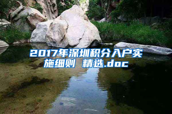 2017年深圳积分入户实施细则 精选.doc