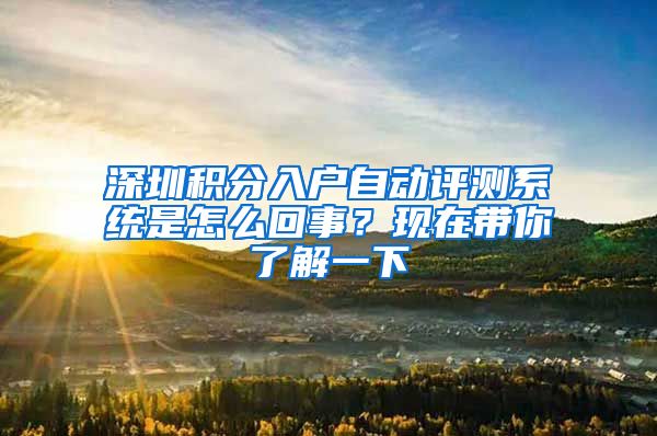 深圳积分入户自动评测系统是怎么回事？现在带你了解一下