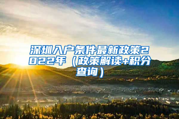 深圳入户条件最新政策2022年（政策解读+积分查询）