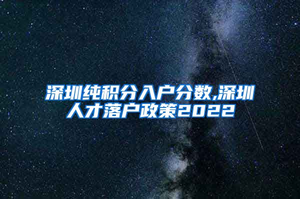 深圳纯积分入户分数,深圳人才落户政策2022