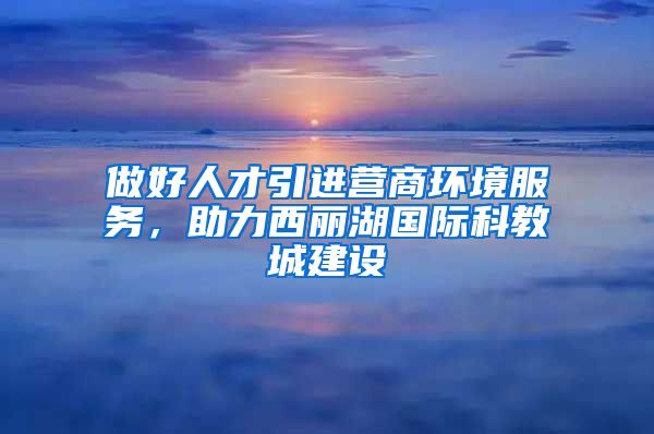 做好人才引进营商环境服务，助力西丽湖国际科教城建设