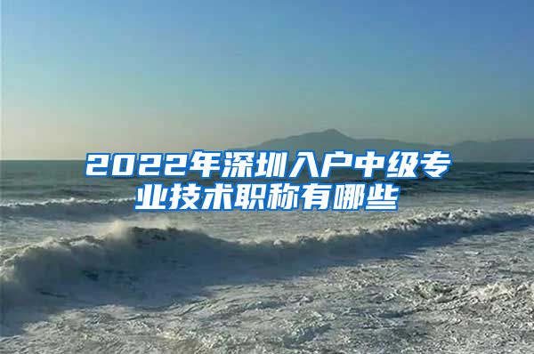 2022年深圳入户中级专业技术职称有哪些