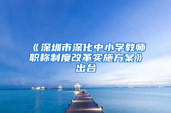 《深圳市深化中小学教师职称制度改革实施方案》出台