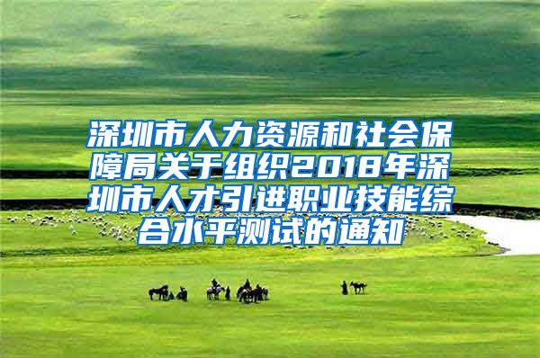 深圳市人力资源和社会保障局关于组织2018年深圳市人才引进职业技能综合水平测试的通知