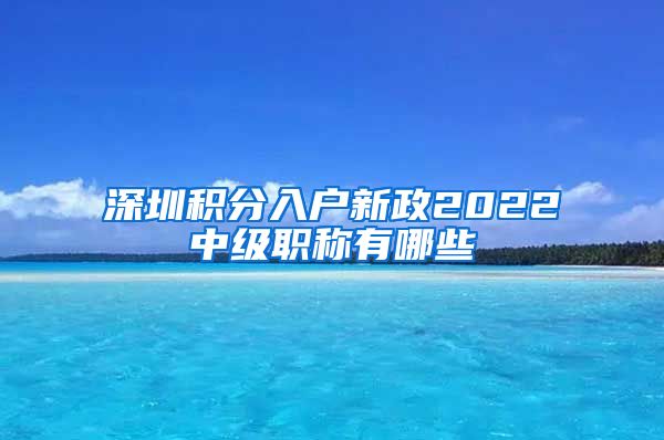 深圳积分入户新政2022中级职称有哪些