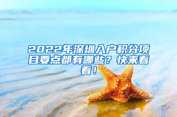 2022年深圳入户积分项目要点都有哪些？快来看看！