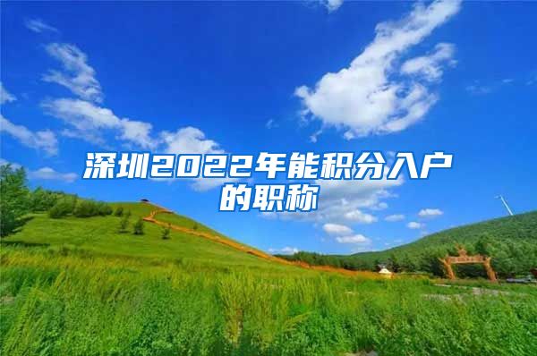 深圳2022年能积分入户的职称