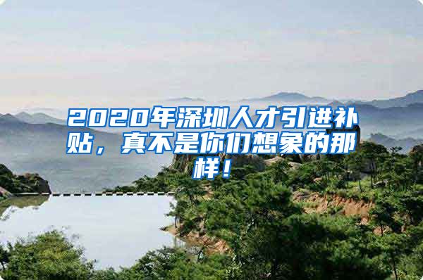 2020年深圳人才引进补贴，真不是你们想象的那样！