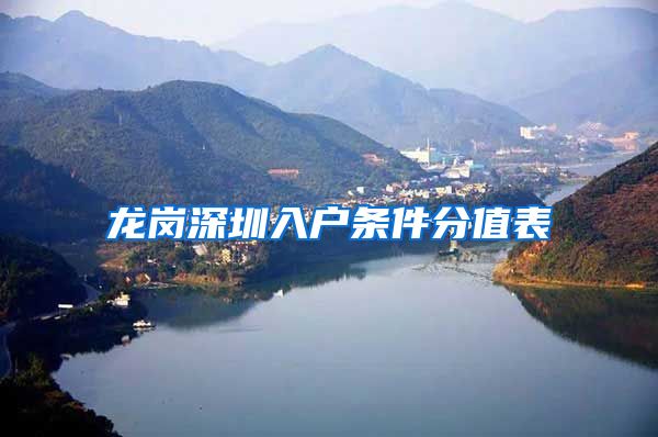 龙岗深圳入户条件分值表