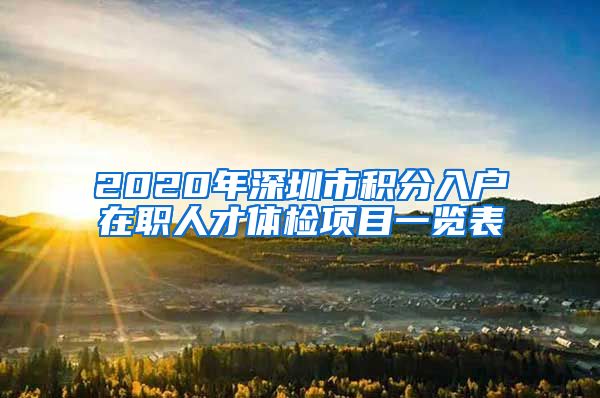 2020年深圳市积分入户在职人才体检项目一览表