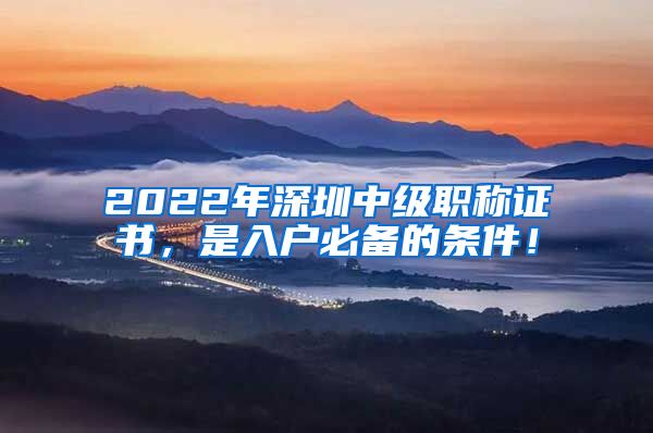 2022年深圳中级职称证书，是入户必备的条件！