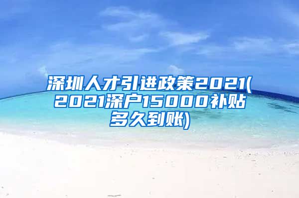 深圳人才引进政策2021(2021深户15000补贴多久到账)