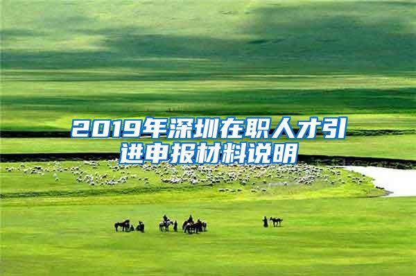 2019年深圳在职人才引进申报材料说明