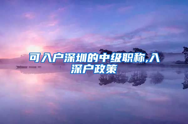 可入户深圳的中级职称,入深户政策