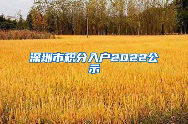 深圳市积分入户2022公示