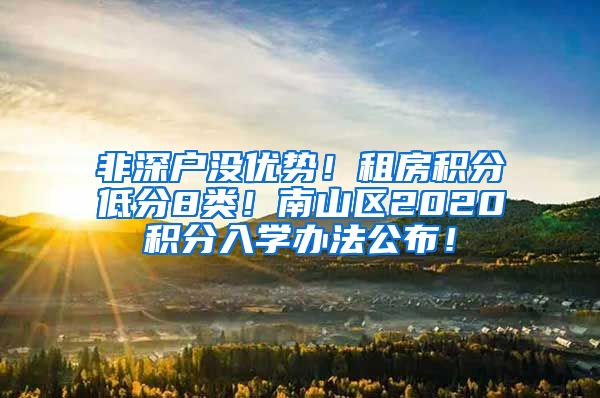 非深户没优势！租房积分低分8类！南山区2020积分入学办法公布！