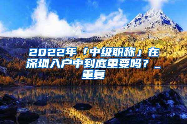 2022年「中级职称」在深圳入户中到底重要吗？_重复