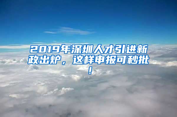 2019年深圳人才引进新政出炉，这样申报可秒批！