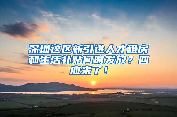 深圳这区新引进人才租房和生活补贴何时发放？回应来了！