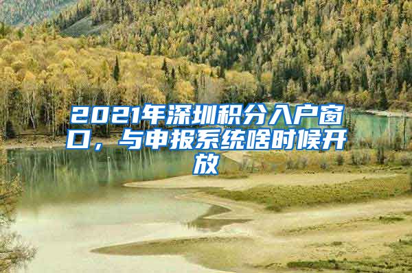 2021年深圳积分入户窗口，与申报系统啥时候开放