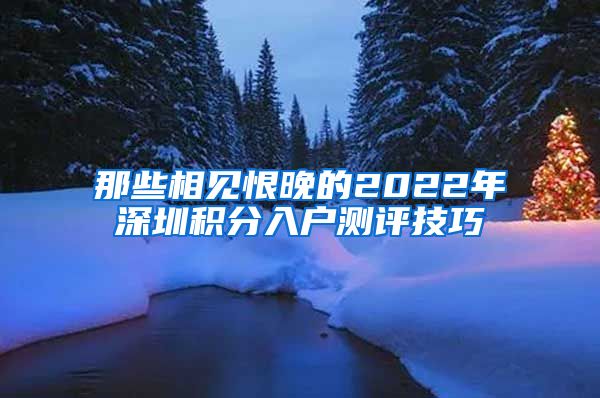 那些相见恨晚的2022年深圳积分入户测评技巧