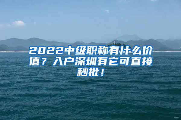 2022中级职称有什么价值？入户深圳有它可直接秒批！