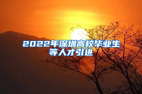 2022年深圳高校毕业生等人才引进