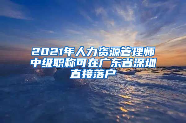 2021年人力资源管理师中级职称可在广东省深圳直接落户