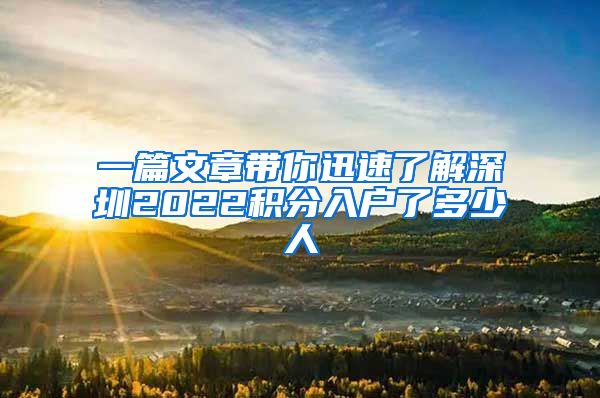 一篇文章带你迅速了解深圳2022积分入户了多少人