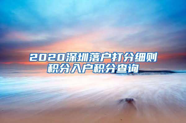 2020深圳落户打分细则积分入户积分查询