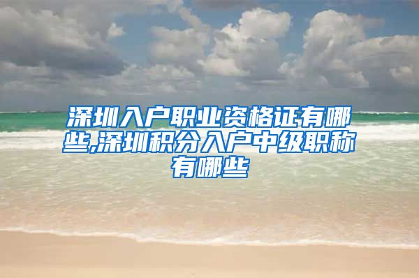 深圳入户职业资格证有哪些,深圳积分入户中级职称有哪些