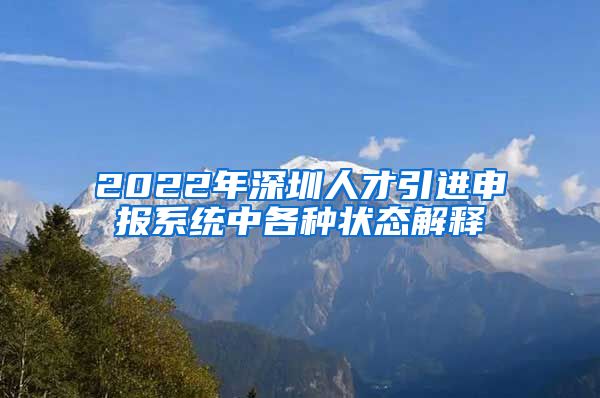2022年深圳人才引进申报系统中各种状态解释