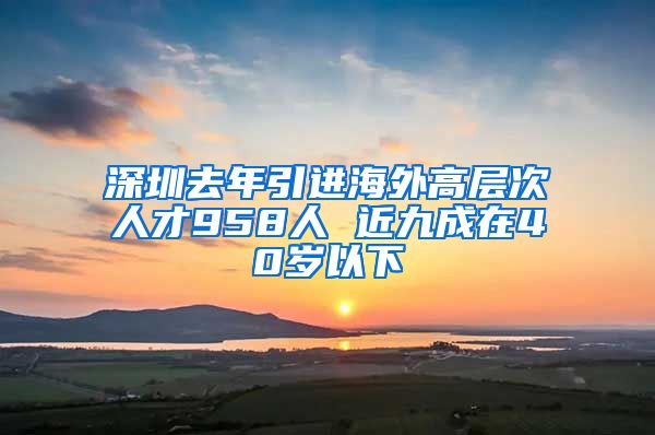 深圳去年引进海外高层次人才958人 近九成在40岁以下