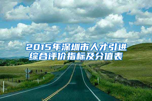 2015年深圳市人才引进综合评价指标及分值表