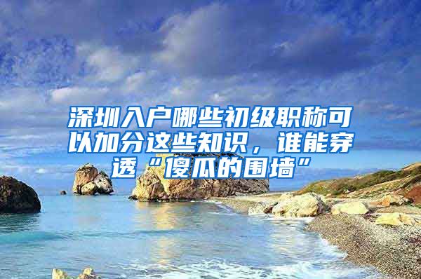 深圳入户哪些初级职称可以加分这些知识，谁能穿透“傻瓜的围墙”