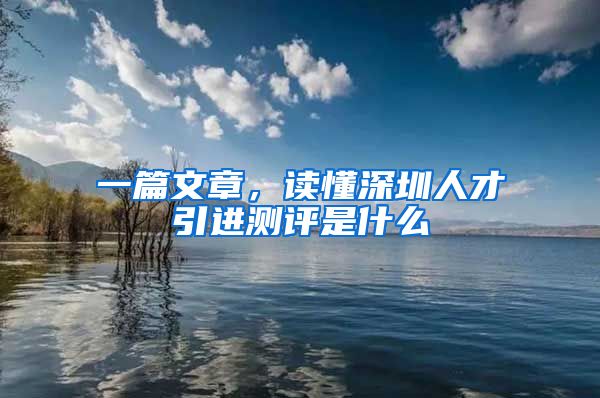 一篇文章，读懂深圳人才引进测评是什么