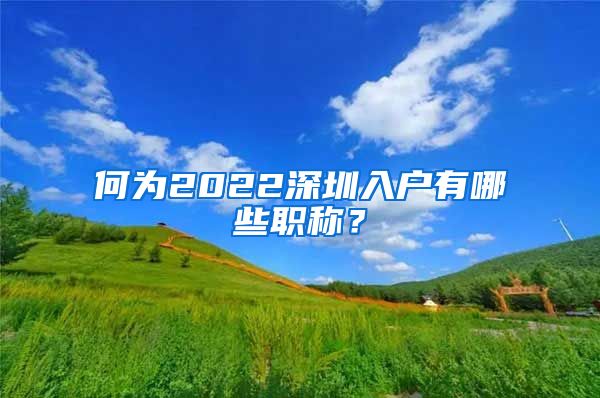 何为2022深圳入户有哪些职称？