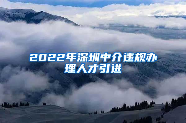 2022年深圳中介违规办理人才引进