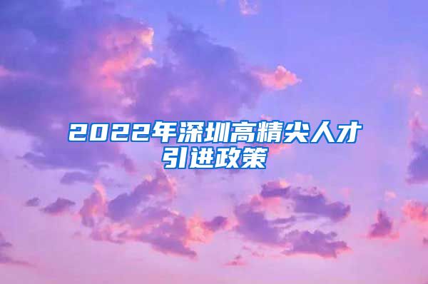 2022年深圳高精尖人才引进政策