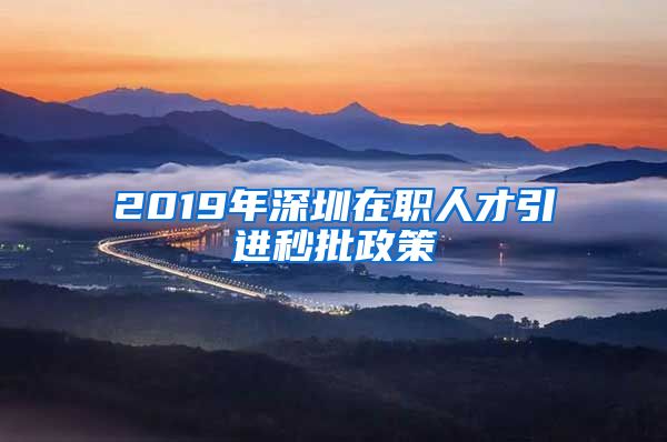 2019年深圳在职人才引进秒批政策