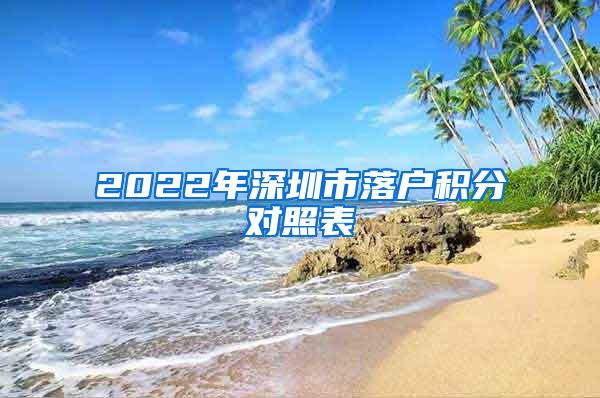 2022年深圳市落户积分对照表