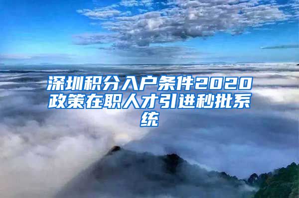 深圳积分入户条件2020政策在职人才引进秒批系统