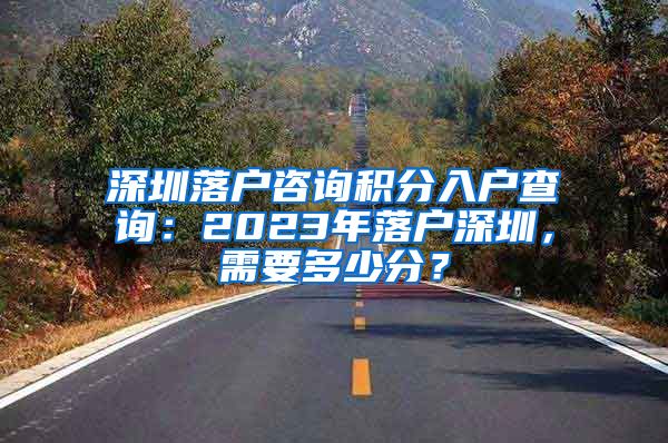 深圳落户咨询积分入户查询：2023年落户深圳，需要多少分？