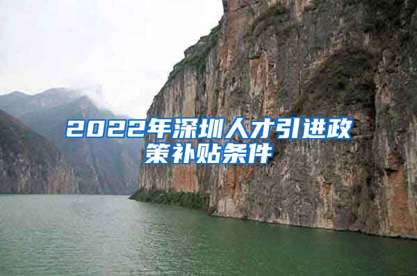 2022年深圳人才引进政策补贴条件