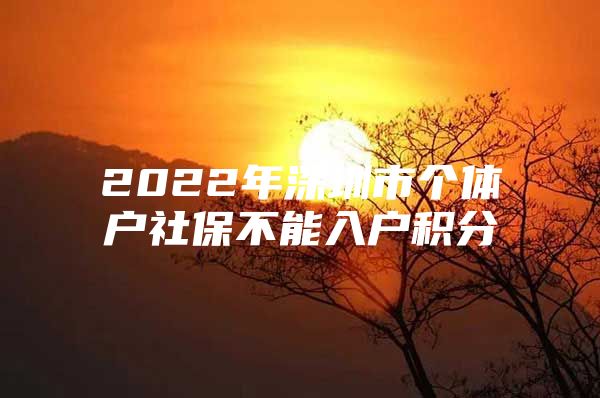 2022年深圳市个体户社保不能入户积分