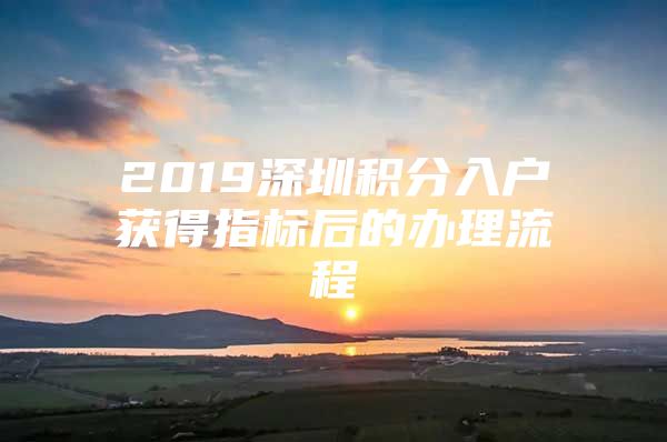 2019深圳积分入户获得指标后的办理流程