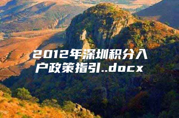 2012年深圳积分入户政策指引..docx