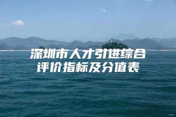 深圳市人才引进综合评价指标及分值表